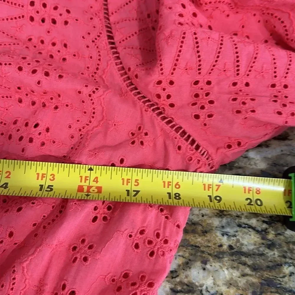 J. Crew Eyelet Embroidery Flutter-Hem Dress In Coral Color Size 8